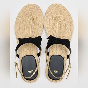 Zara Black and Tan Espadrille Sandals